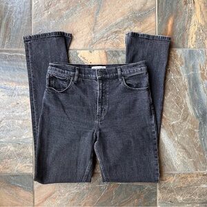 Abercrombie & Fitch High Rise Skinny Jeans Size 8 Long Black Wash Split Hem